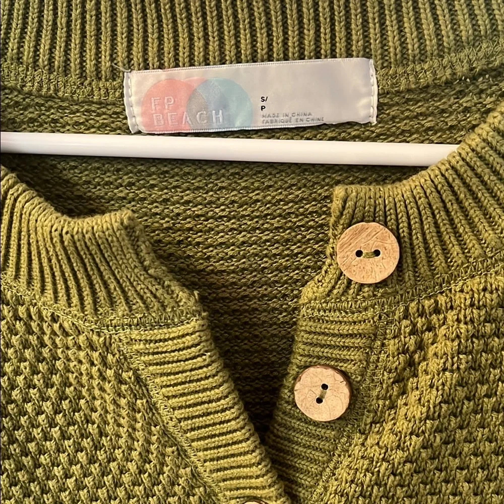 Free People-Olive Green Knit Sweater and Pant set - Picture 2 of 4